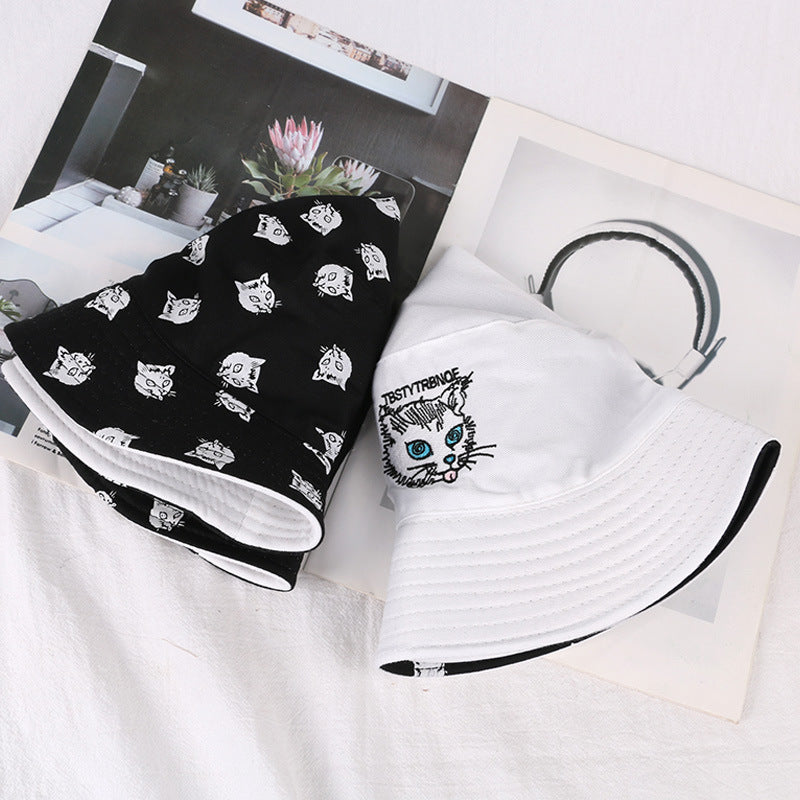 Sombrero con estampado de gato