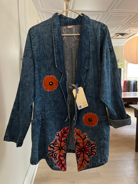 Vintage Reworked Jacket With Flowers - Imagine That