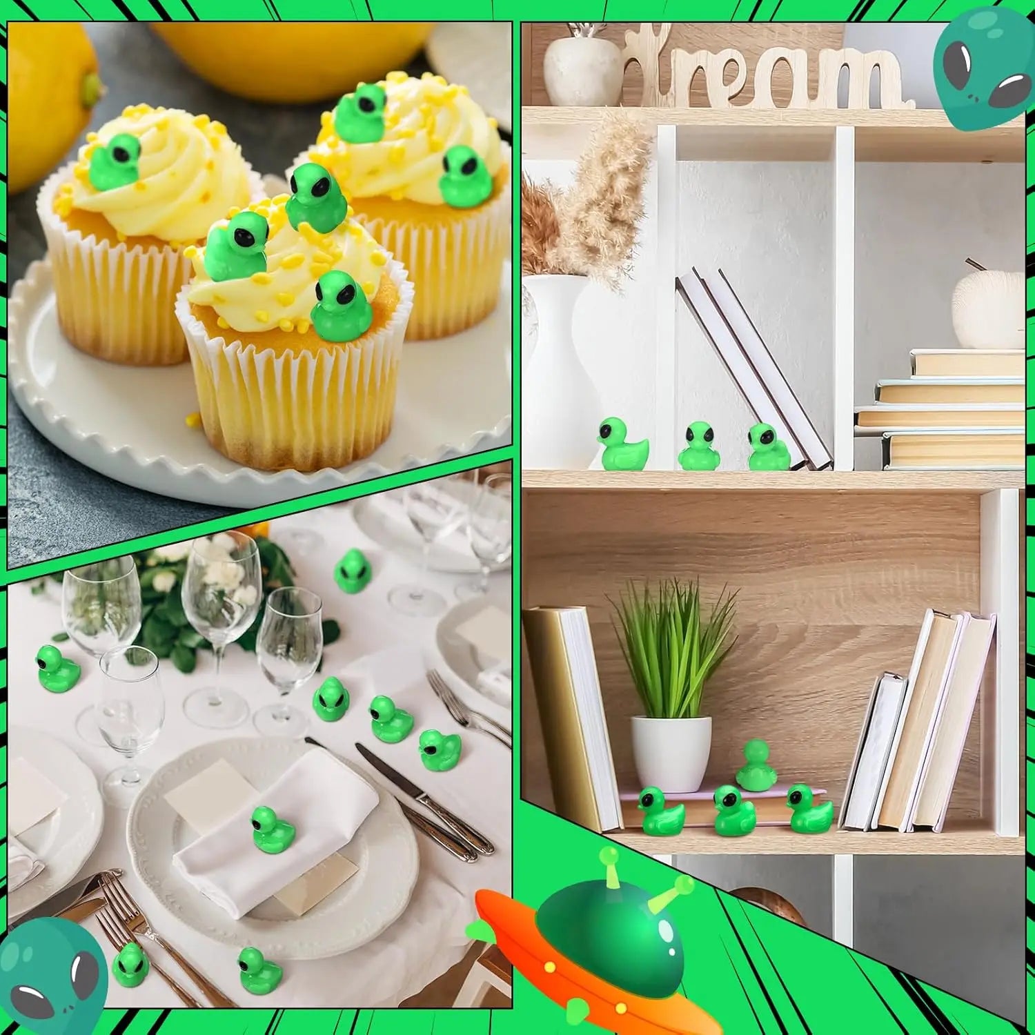 Mini pato alienígena verde - 50 piezas