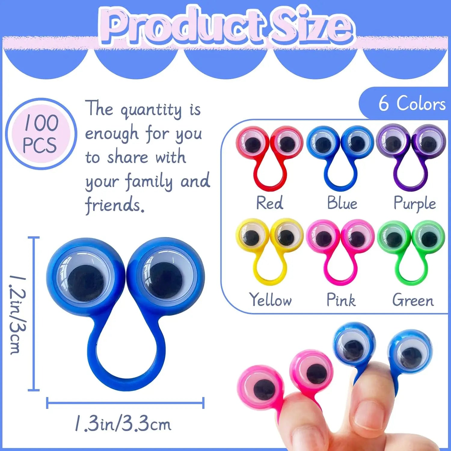 Marionetas de dedo con forma de ojo - 20/50/100 piezas