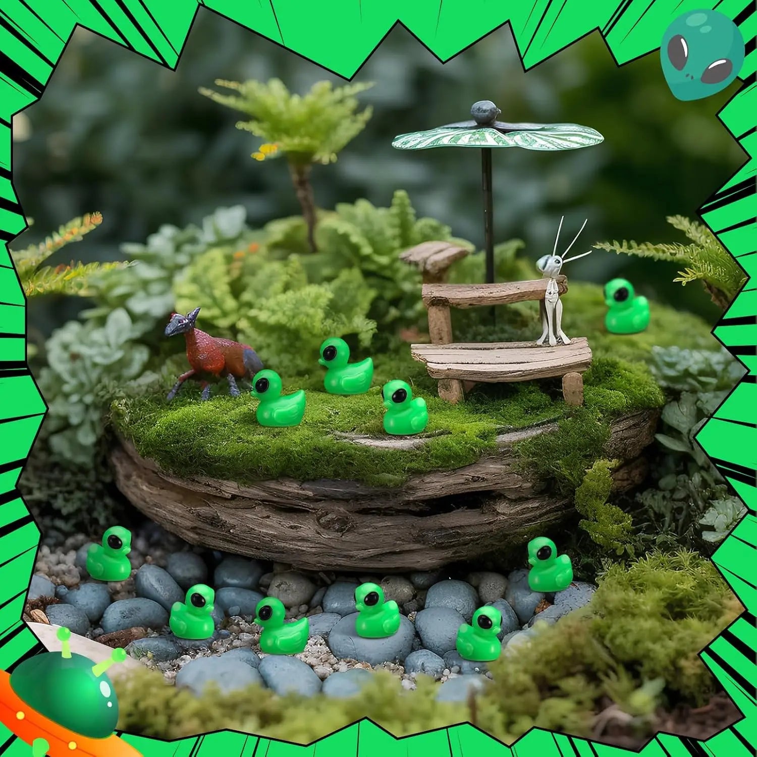 Mini pato alienígena verde - 50 piezas