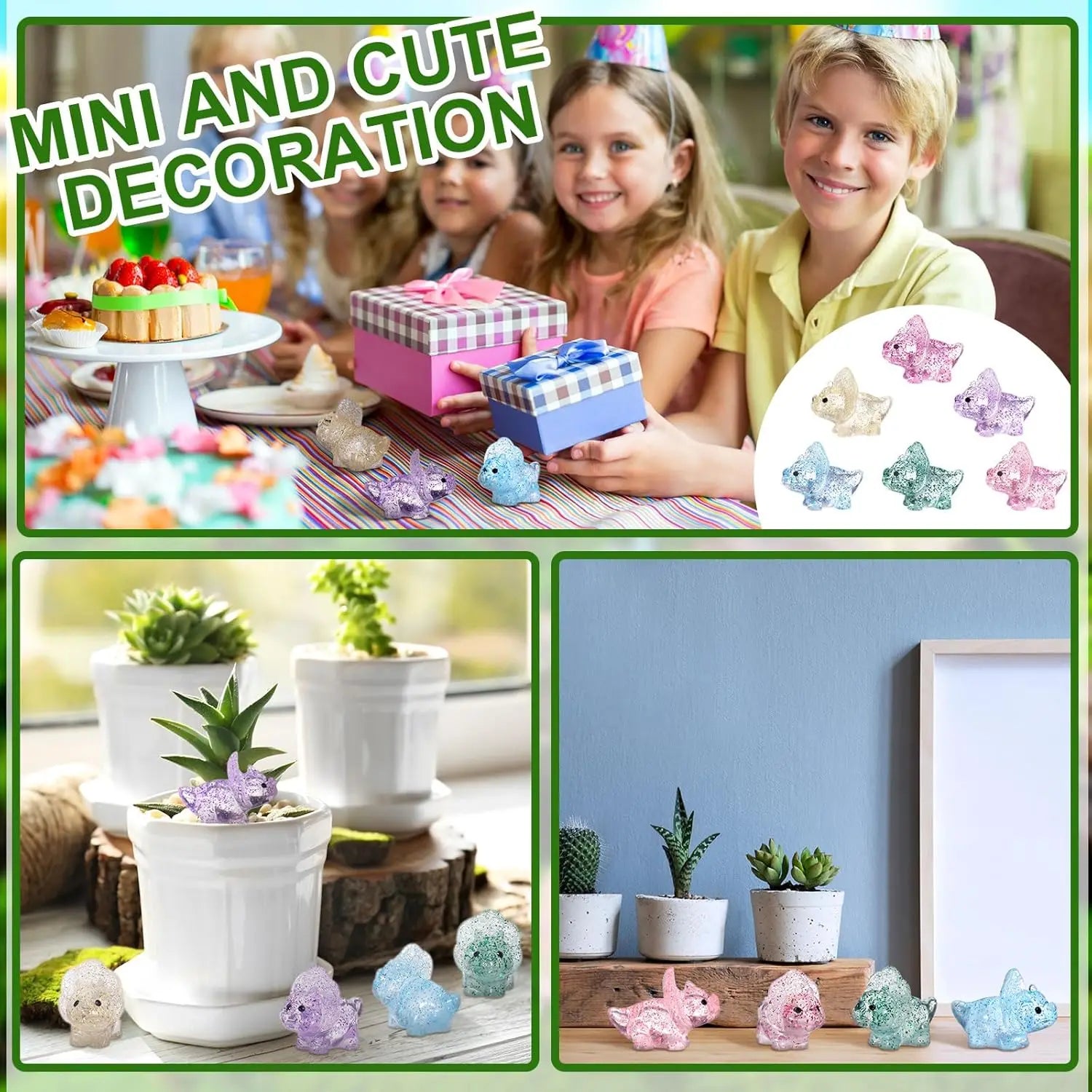 Mini figuras de dinosaurios con purpurina - 50 piezas