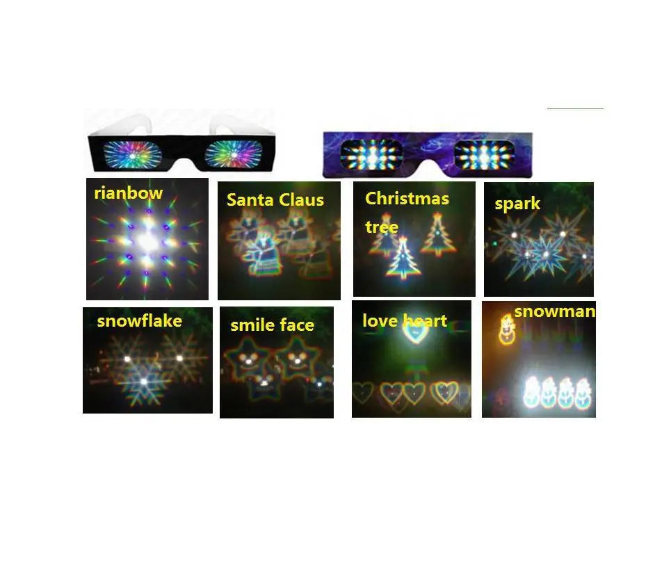 Gafas de difracción de cartón para entretenimiento (forma de corazón) - 100 piezas