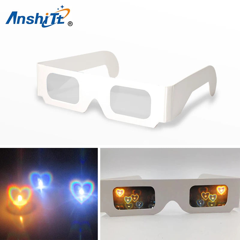 Gafas de difracción de cartón para entretenimiento (forma de corazón) - 100 piezas