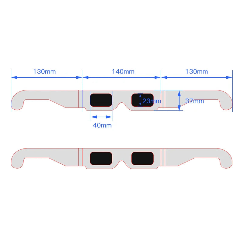 Gafas de difracción de cartón para entretenimiento (forma de corazón) - 100 piezas