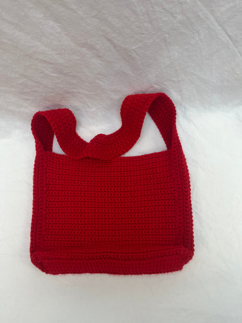 Red & White Cross Crochet Bag