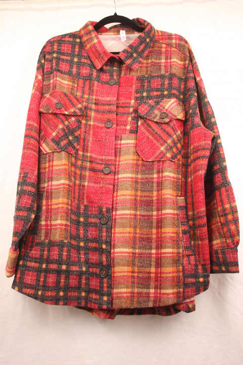 Zenana Red Mixed Flannel 2XL