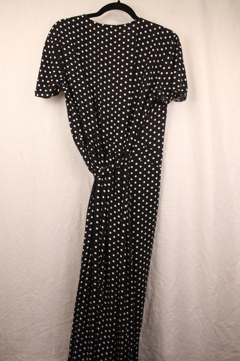 Black and White Polka Dot Wrap Dress