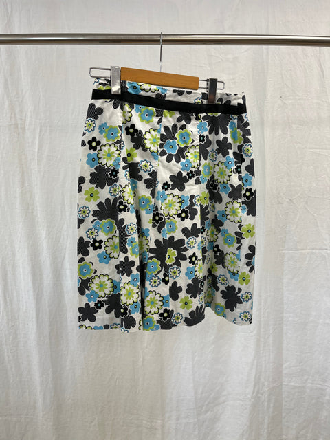 Blue and Green Floral Skirt-S
