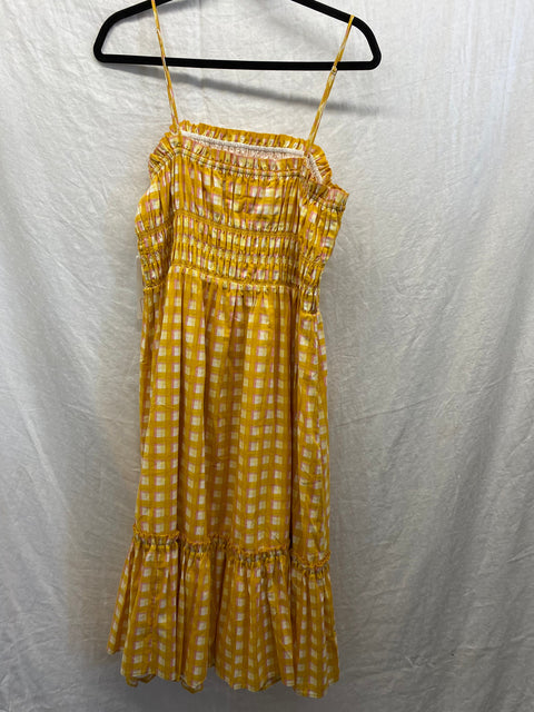 Yellow Checkered Summer Dress (M/L) (New)