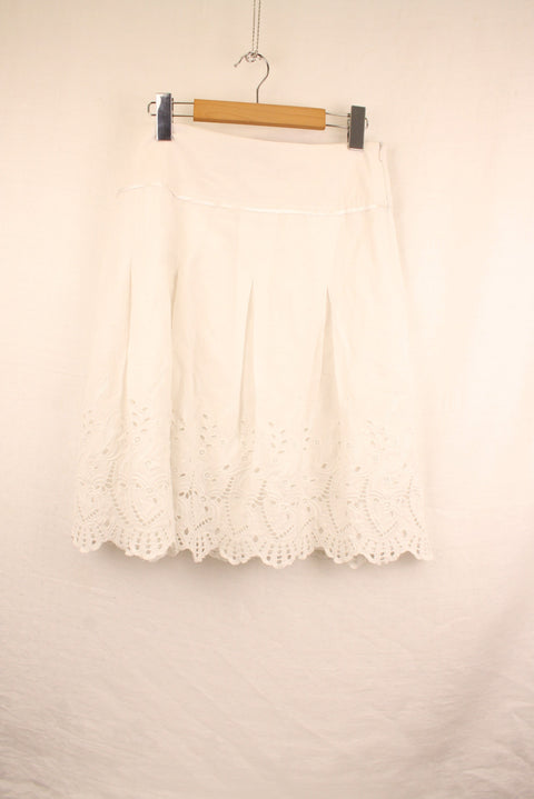 Midlength White Lace Skirt