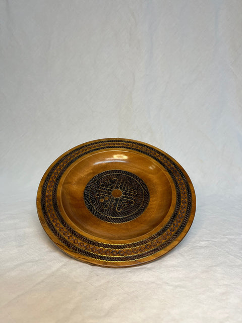 Handcrafted Wooden Plate With Ornament