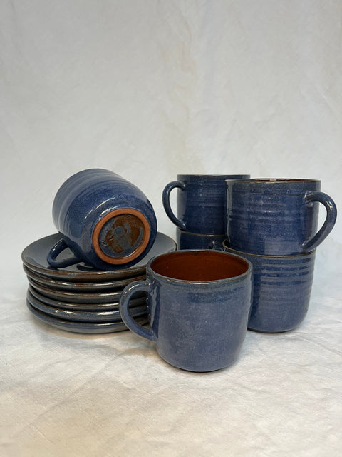 Set of 6 Blue Teacups