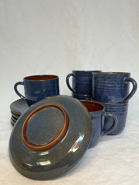 Set of 6 Blue Teacups