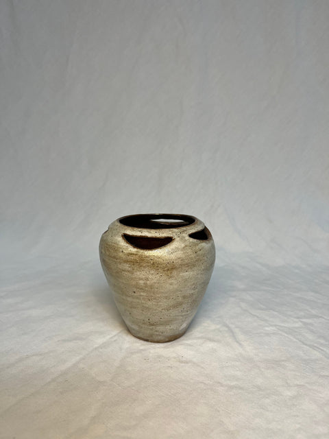 Small Pottery Vase with Cutouts