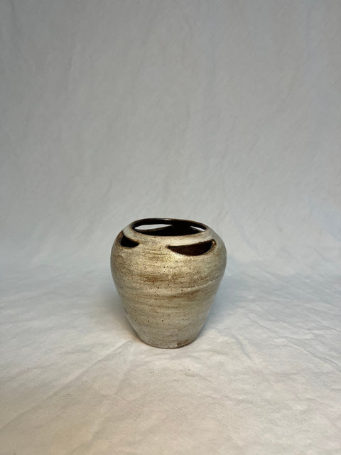 Small Pottery Vase with Cutouts